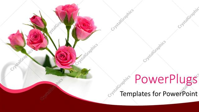  Presentation with tea cup - A bunch of pink colored flowers in a white cup