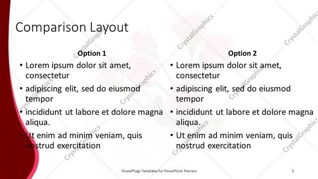 Comparison presentation slide layout