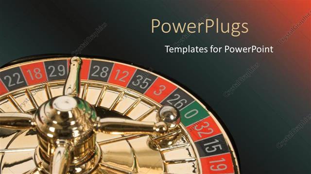  Presentation with roulette - Roulette wheel with a small silver ball on a black baclkgrund