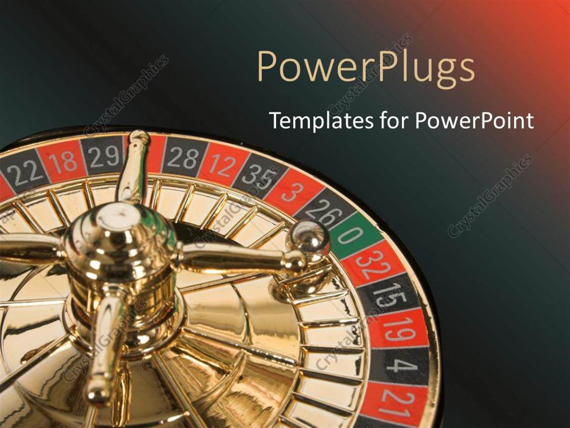 PowerPoint Template Roulette wheel with a small silver ball on a black