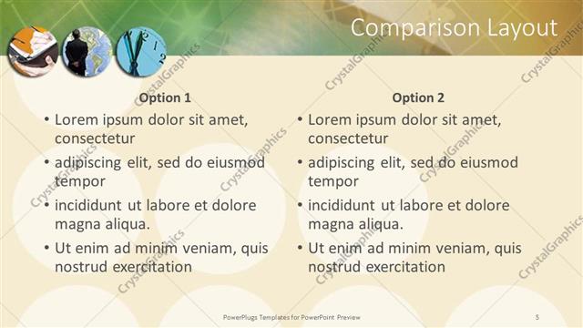 Comparison presentation slide layout