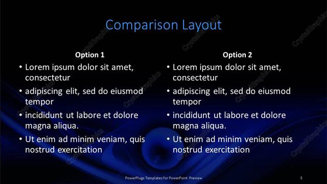 Comparison presentation slide layout