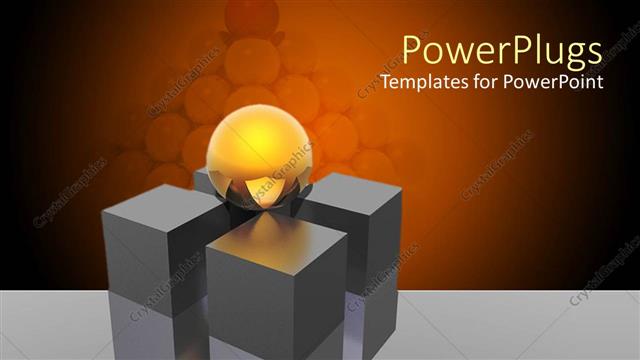  Presentation with leader - Round glowing yellow ball sits on four support pillars