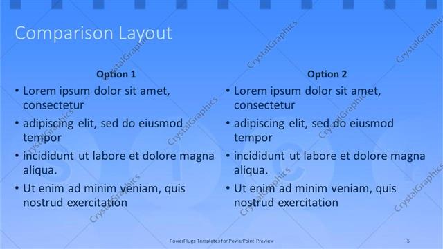 Comparison presentation slide layout