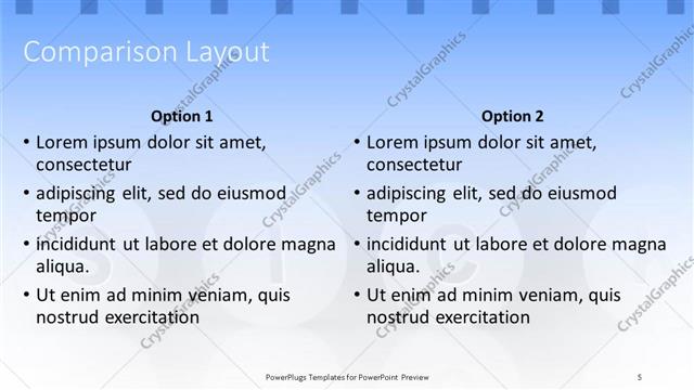 Comparison presentation slide layout