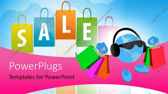  Presentation with christmas sale - Christmas sale depiction with shopping bags in colorful background