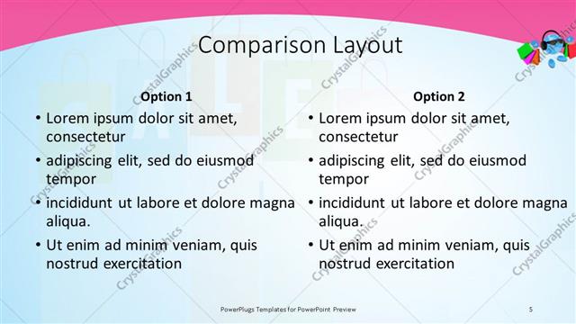Comparison presentation slide layout
