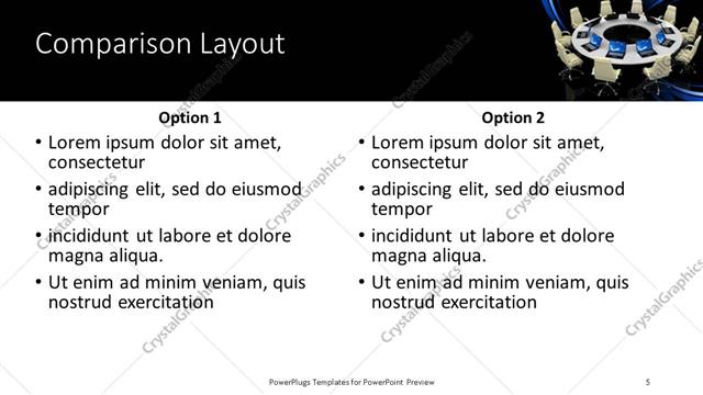 Comparison presentation slide layout