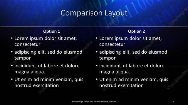 Comparison presentation slide layout