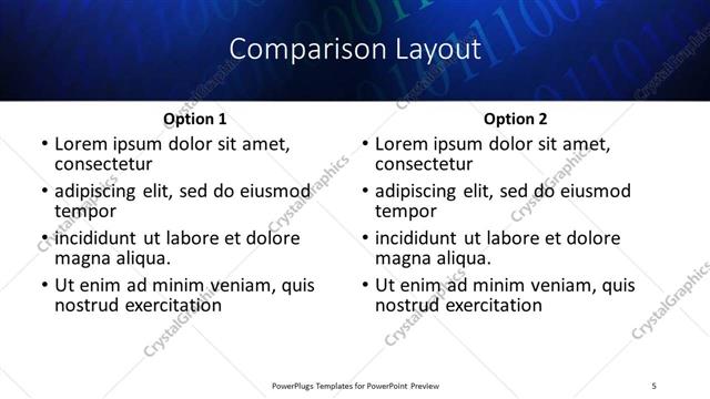 Comparison presentation slide layout