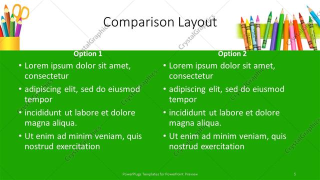 Comparison presentation slide layout