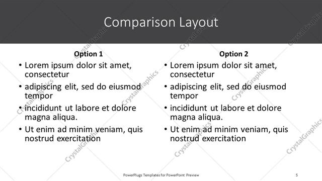 Comparison presentation slide layout