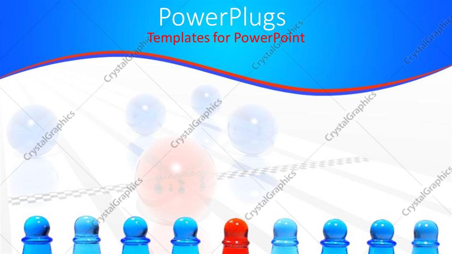 Featuring Row of Glossy Blue Pawns and a Red Pawn in the Middle