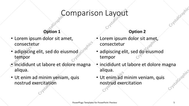 Comparison presentation slide layout