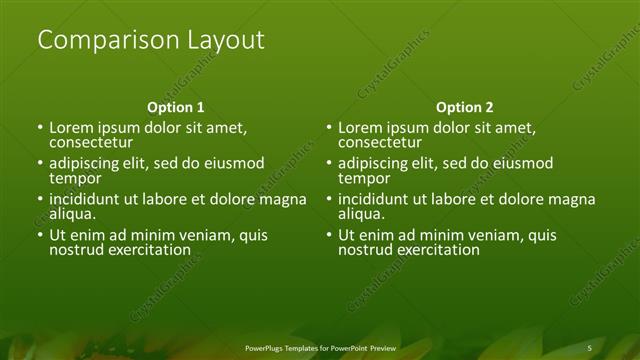Comparison presentation slide layout