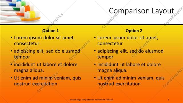 Comparison presentation slide layout