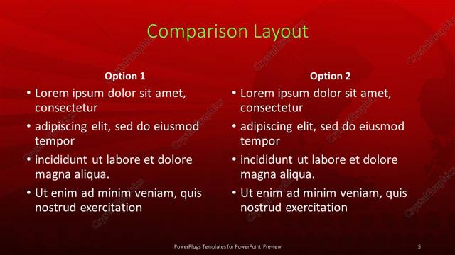 Comparison presentation slide layout