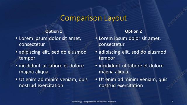Comparison presentation slide layout