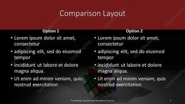 Comparison presentation slide layout
