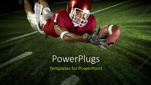  Presentation with football field - A rugby player catching the ball with field in the background