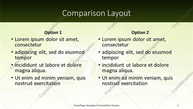 Comparison presentation slide layout