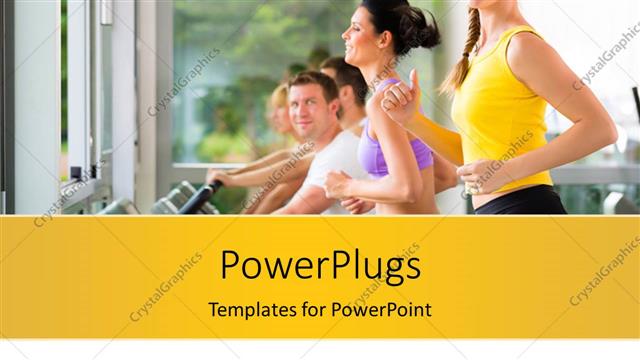  Presentation with treadmill - Running on treadmill in gym, women and men exercising to gain more fitness