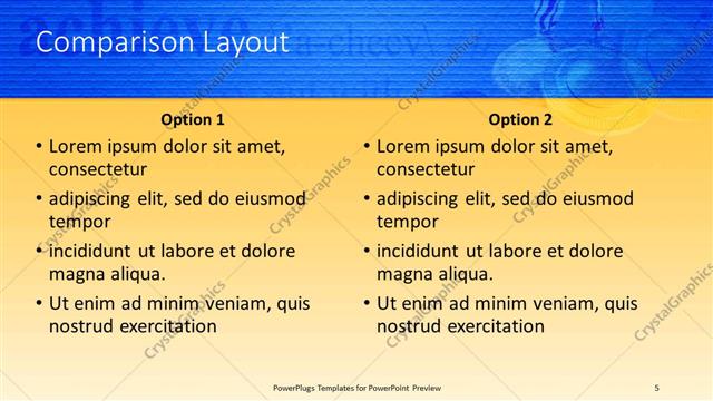 Comparison presentation slide layout