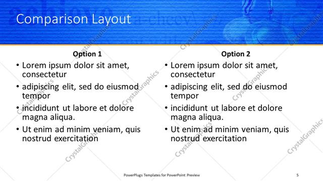 Comparison presentation slide layout