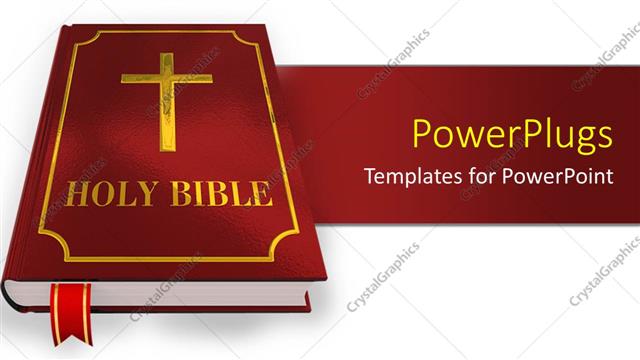  Presentation with holy bible - A large red colored holy bible over a white surface