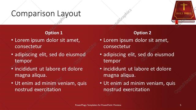 Comparison presentation slide layout
