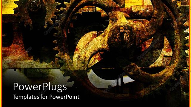  Presentation with manufacturing - Rusty gears with vintage cracked background, industrial, manufacturing