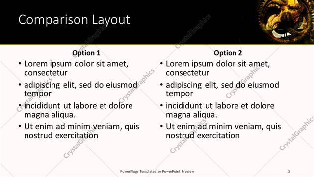 Comparison presentation slide layout