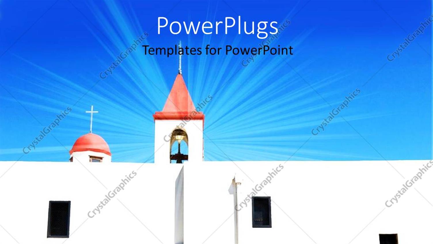 Featuring S Beautiful Church with a bluiSh Background