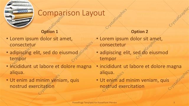 Comparison presentation slide layout
