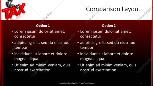 Comparison presentation slide layout