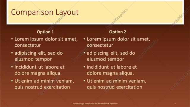Comparison presentation slide layout