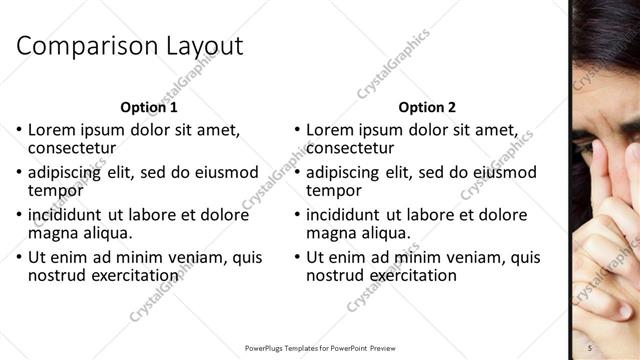 Comparison presentation slide layout