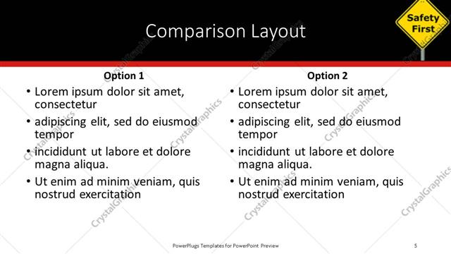 Comparison presentation slide layout