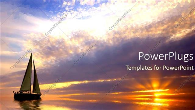  Presentation with calm - Sailing at sunset purple and orange calm waters ocean sea travel