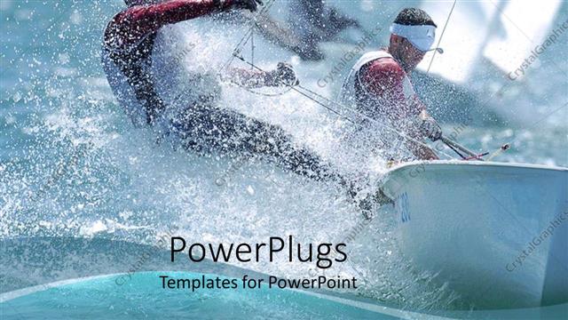  Presentation with seas - Sailors trimming sails on boat on rough water