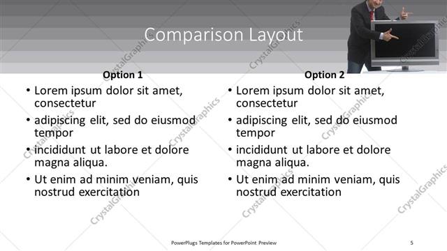 Comparison presentation slide layout