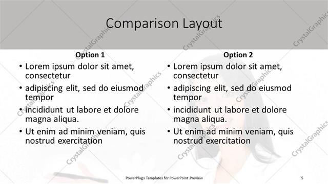 Comparison presentation slide layout