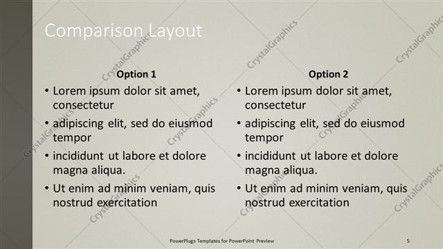 Comparison presentation slide layout