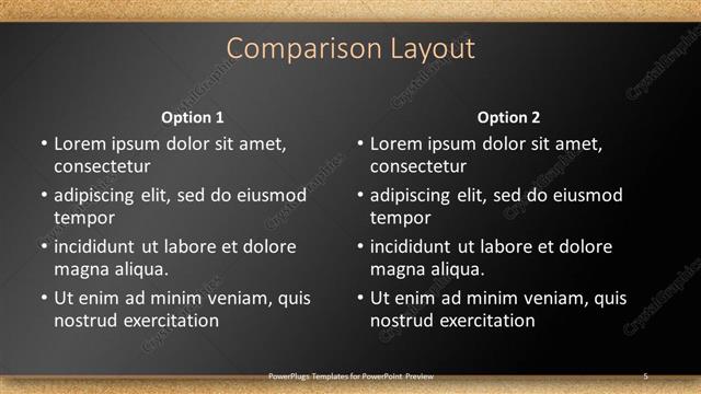 Comparison presentation slide layout
