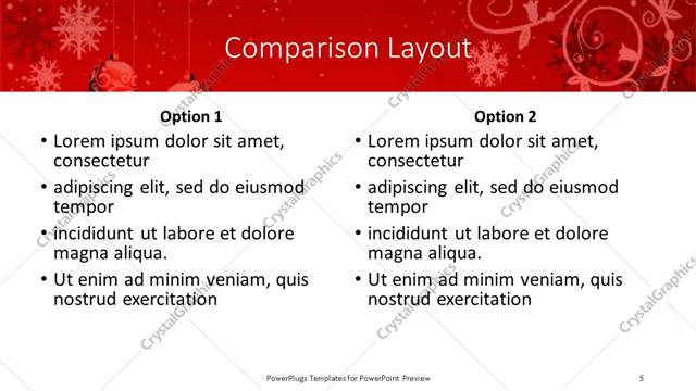 Comparison presentation slide layout