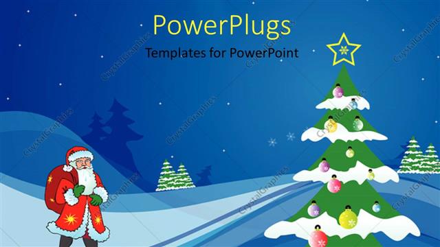  Presentation with snow tree - A santa with a Christmas tree with snow in background