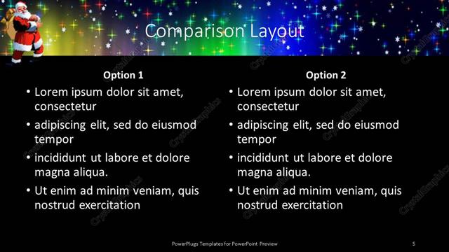 Comparison presentation slide layout