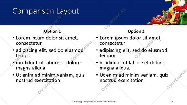 Comparison presentation slide layout