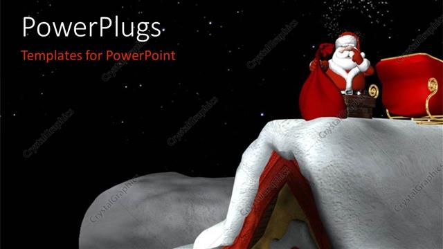  Presentation with santa - A Santa with a house and snowfall