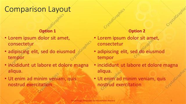 Comparison presentation slide layout